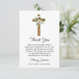 Tarjeta De Agradecimiento Daisy Cross Sympathy Thank You Card