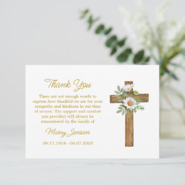 Tarjeta De Agradecimiento Daisy Cross Sympathy Thank You Card