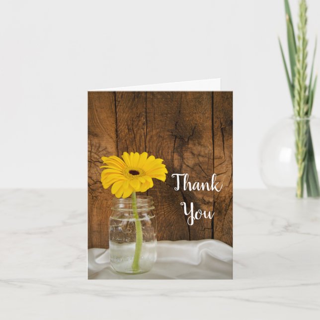 Tarjeta De Agradecimiento Daisy en Mason Jar Country Bridesmaid Gracias (Anverso)