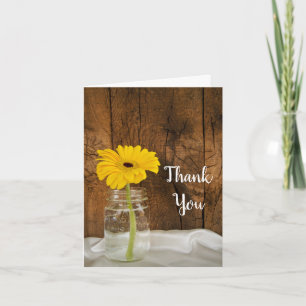 Tarjeta De Agradecimiento Daisy en Mason Jar Country Bridesmaid Gracias