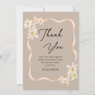Tarjeta De Agradecimiento Daisy Floral Brown Baby Shower