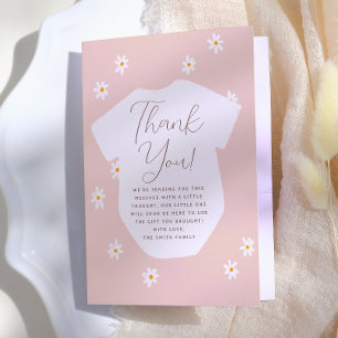 Tarjeta De Agradecimiento Daisy Flowers Boho Pink Floral Baby Shower