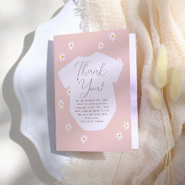 Tarjeta De Agradecimiento Daisy Flowers Boho Pink Floral Baby Shower