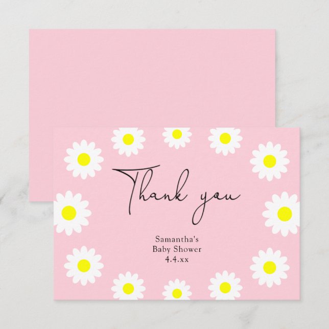 Tarjeta De Agradecimiento Daisy - gracias baby shower (Anverso / Reverso)