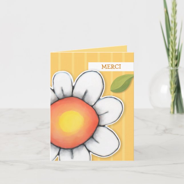 Tarjeta De Agradecimiento Daisy Joy rayas amarillas Melia Note Card (Anverso)