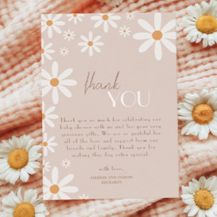 Tarjeta De Agradecimiento Daisy Neutral Floral para Baby Shower