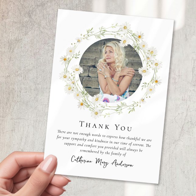 Tarjeta De Agradecimiento Daisy Photo Bereavement Sympathy Memorial (Subido por el creador)