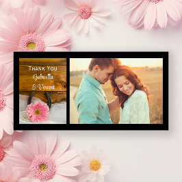 Tarjeta De Agradecimiento Daisy rosa y Boda occidental herradura gracias