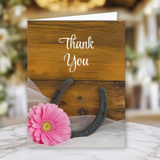 Tarjeta De Agradecimiento Daisy rosa y el país herradura occidental gracias (Subido por el creador)