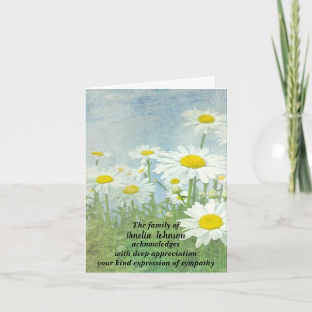 Tarjeta De Agradecimiento Daisy Sympathy de la familia gracias (Anverso)