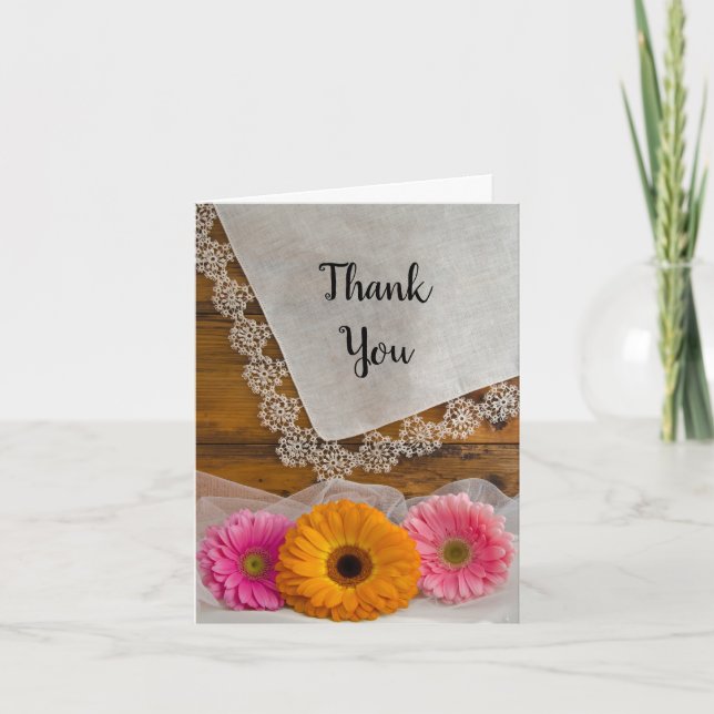 Tarjeta De Agradecimiento Daisy Trio y Lace Country Bridesmaid Gracias (Anverso)