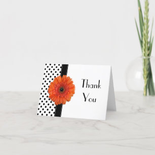 Tarjeta De Agradecimiento Daisy Wedding Ducha Naranja Polka Dot Gracias