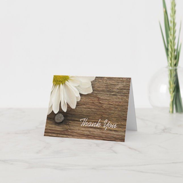 Tarjeta De Agradecimiento Daisy y Barn Wood Boda Bridesmaid Gracias (Anverso)