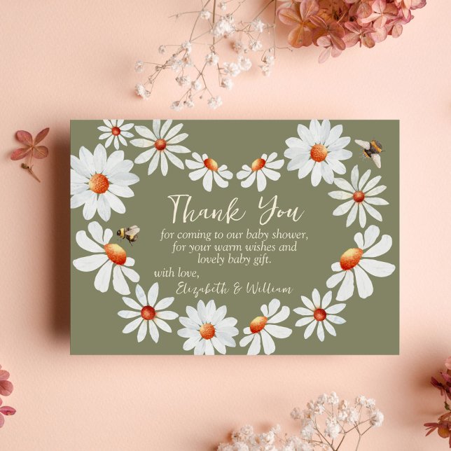 Tarjeta De Agradecimiento Daisy y Bumblebee Baby Shower Gracias (Subido por el creador)