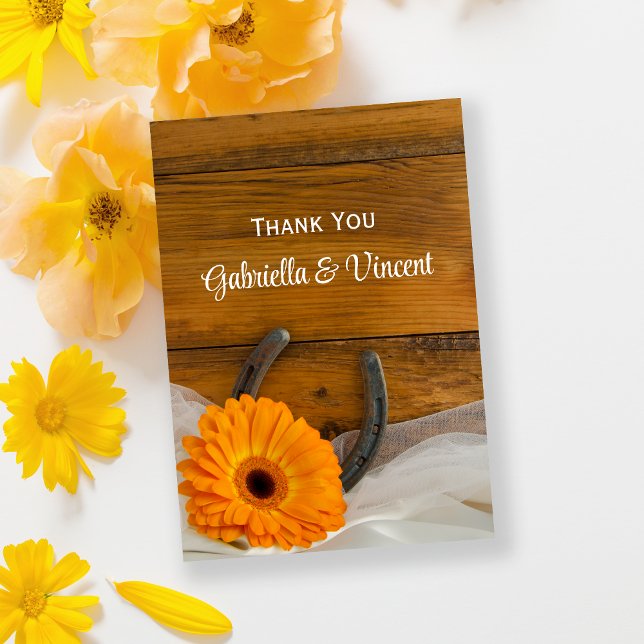 Tarjeta De Agradecimiento Daisy y Horseshoe Boda occidental gracias (Subido por el creador)
