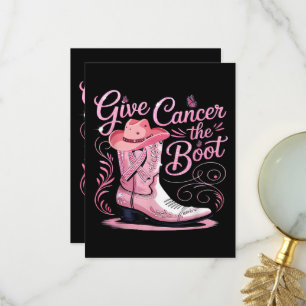 Tarjeta De Agradecimiento Dale la bota al cáncer de seno lazo rosa