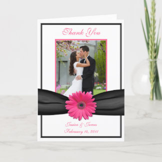 Tarjeta De Agradecimiento Dalia Gerbera Rosa Foto de Boda Negra Gracias