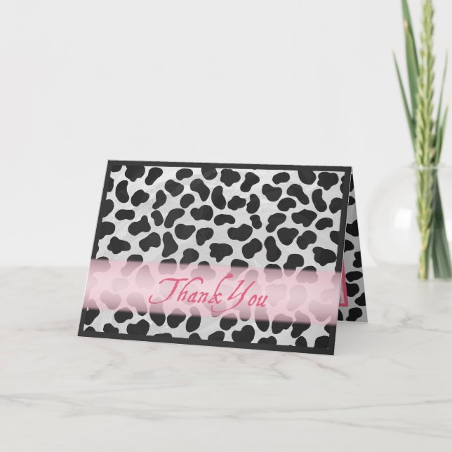 Tarjeta De Agradecimiento Dalmatian Spot Pattern Pink Thank You (Anverso)