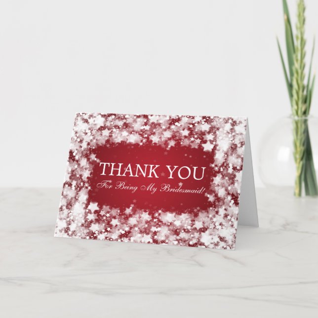 Tarjeta De Agradecimiento Dama de Honor Agradecida Estrellas Deslumbrantes R (Anverso)