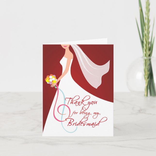 Tarjeta De Agradecimiento Dama de honor agradecida - Rojo Borgoña (Anverso)