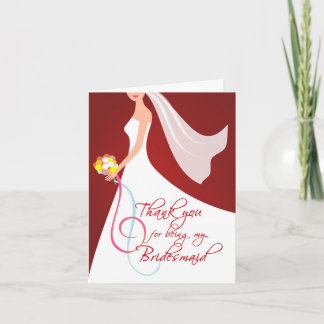 Tarjeta De Agradecimiento Dama de honor agradecida - Rojo Borgoña