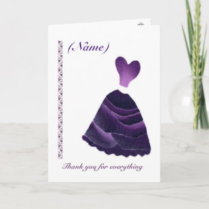 Tarjeta De Agradecimiento DAMA DE HONOR Boda Gracias - Vestido MORADO