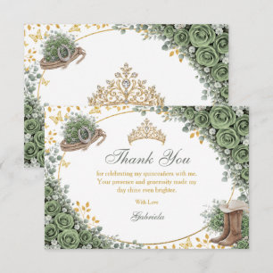 Tarjeta De Agradecimiento Dama de honor verde sabio occidental Rosa Dorada Q