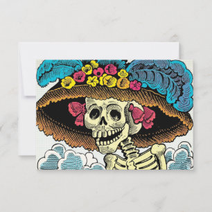 Tarjeta De Agradecimiento Dama de la Calavera Azucarada con Sombrero Floral 