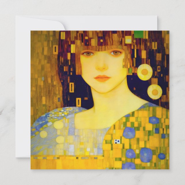 Tarjeta De Agradecimiento Dama Dorada del ART NOUVEAU (Anverso)