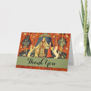 Tarjeta De Agradecimiento Dama y Unicornio Tapiz Medieval: Arte Francés