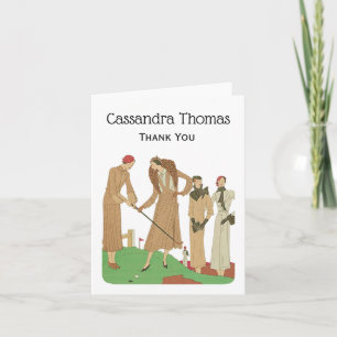 Tarjeta De Agradecimiento Damas de moda de los años 20 jugando golf