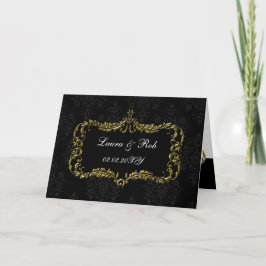 Tarjeta De Agradecimiento damasco de oro y negro floreciente