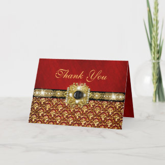 Tarjeta De Agradecimiento Damasco "gracias" negro rojo dorado