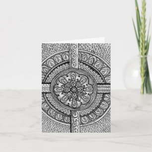 Tarjeta De Agradecimiento Damasco Indio Negro y Blanco Mandala Gracias
