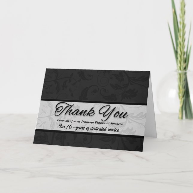 Tarjeta De Agradecimiento Damasco negro de Personalizado de Apreciación de E (Anverso)