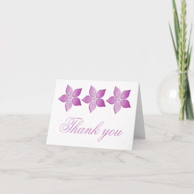 Tarjeta de agradecimiento Damask Blooms, Morado (Anverso)