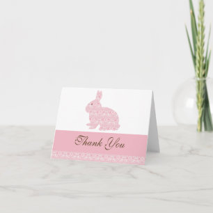 Tarjeta De Agradecimiento Damask Bunny Rabbit Baby Shower Gracias