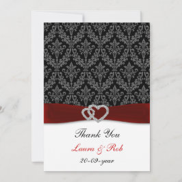 Tarjeta De Agradecimiento damask diamante boda rojo gracias