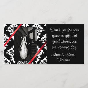 Tarjeta De Agradecimiento Damask Wedding Photo You Card