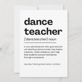 Tarjeta De Agradecimiento Dance: Apreciación del profesor de danza regalo de