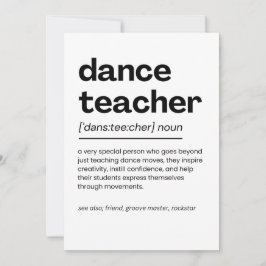 Tarjeta De Agradecimiento Dance: Apreciación del profesor de danza regalo de