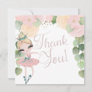 TARJETA DE AGRADECIMIENTO DANCE & TWIRL BALLERINA CUMPLEAÑOS FLORAL