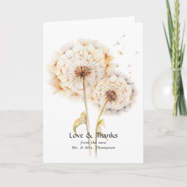 Tarjeta De Agradecimiento Dandelion Boda (Anverso)