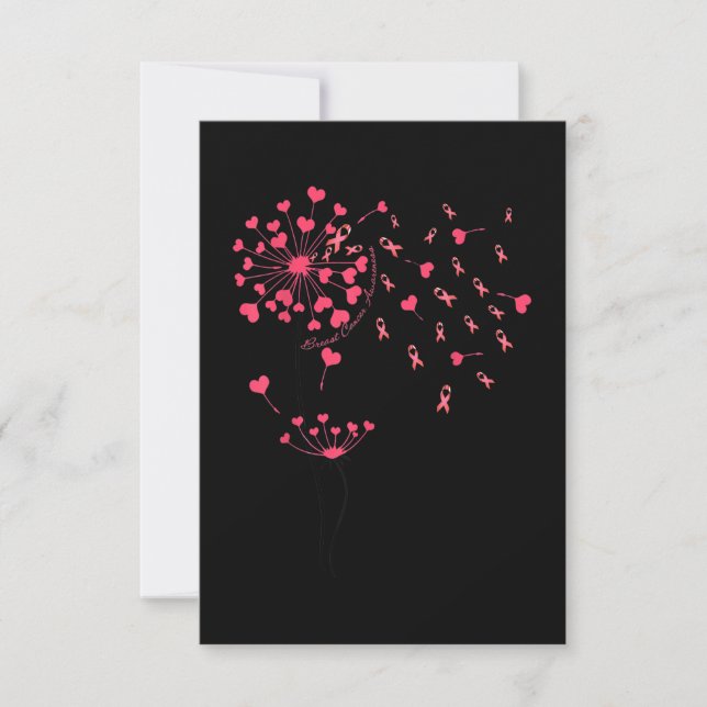Tarjeta De Agradecimiento Dandelion Pink Ribbon Flower Breve Breve Cancer Aw (Anverso)