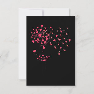Tarjeta De Agradecimiento Dandelion Pink Ribbon Flower Breve Breve Cancer Aw
