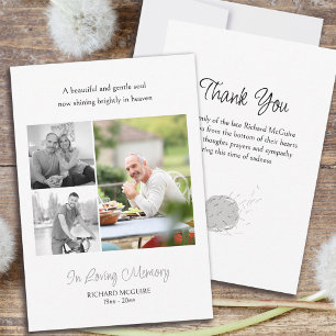 Tarjeta De Agradecimiento Dandelion Puff 3 Foto Funeral Alma Gentil