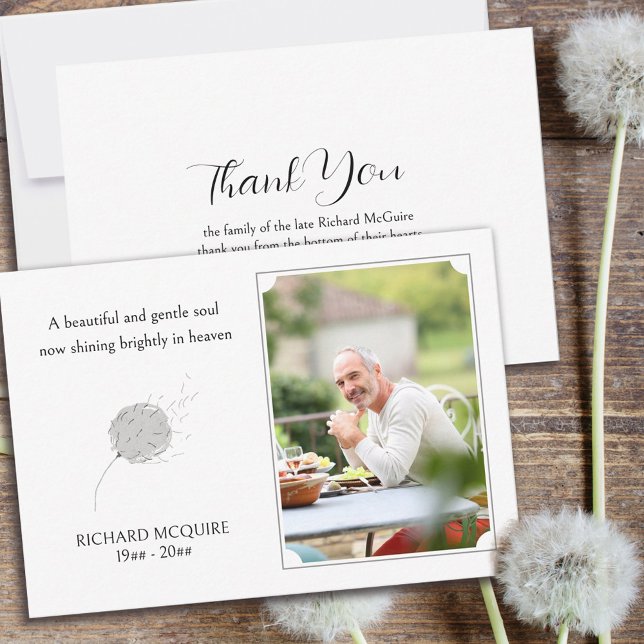 Tarjeta De Agradecimiento Dandelion Puff Gentle Soul Photo Funeral Gracias (Subido por el creador)