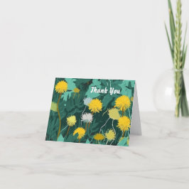Tarjeta De Agradecimiento Dandeliones amarillos de verano