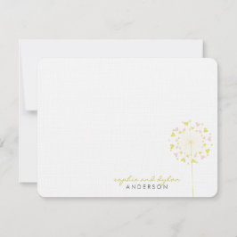 Tarjeta De Agradecimiento Dandelions amarillos rosados Boda de amor gracias 