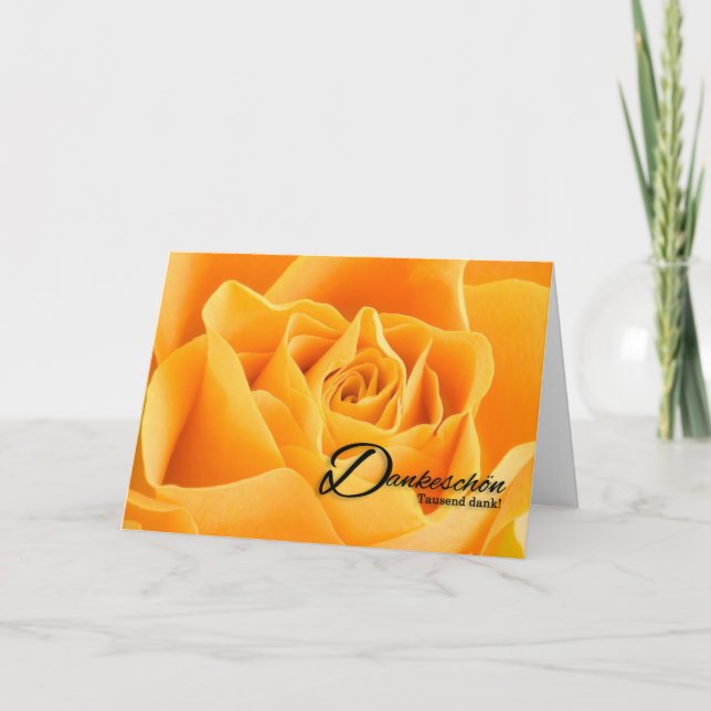 Tarjeta De Agradecimiento Danke Yellow Rose Blank German (Anverso)